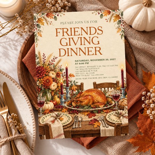 Friendsgiving-diner Thanksgiving-potluckfeest Kaart
