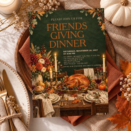 Friendsgiving-diner Thanksgiving-potluckfeest Kaart