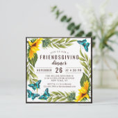 Friendsgiving Diner Waterverf Zonnebloemen Kaart (Staand voorkant)