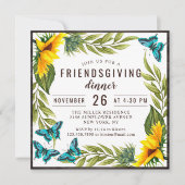 Friendsgiving Diner Waterverf Zonnebloemen Kaart (Voorkant)