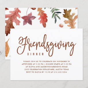Friendsgiving-diner   Wit met herfstbladeren Kaart