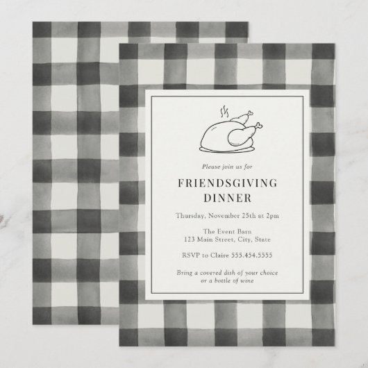 Friendsgiving Dinner Black Buffalo Pset Kaart (Voorkant / Achterkant)