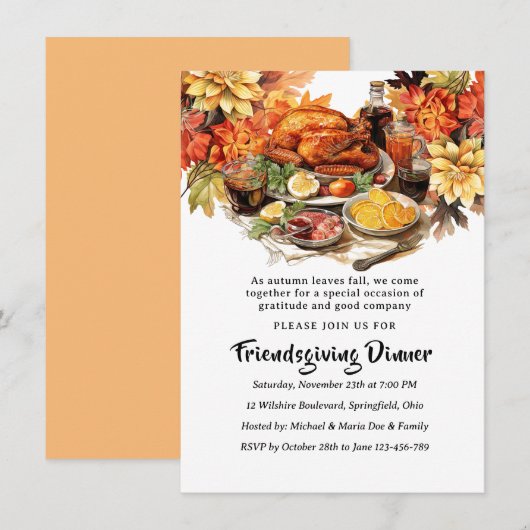 Friendsgiving Dinner Feest Turkije Kaart (Voorkant / Achterkant)