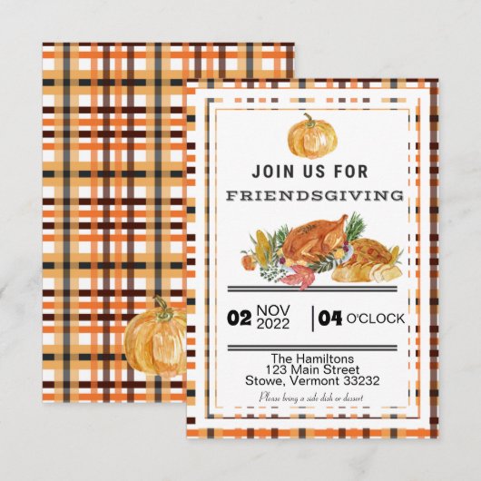 Friendsgiving Dinner Gathering Kaart (Voorkant / Achterkant)