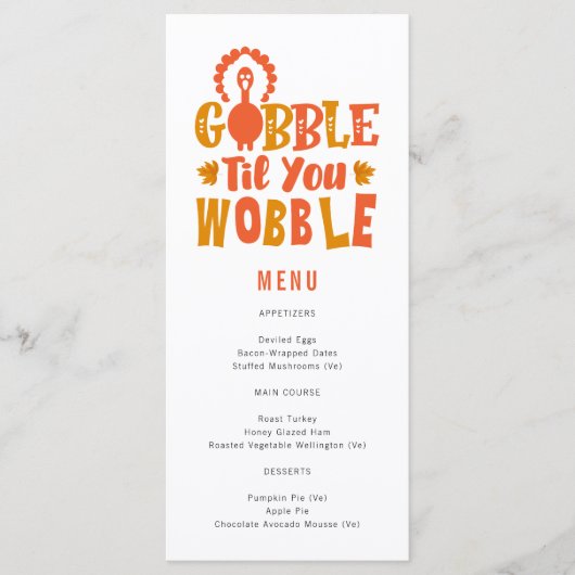 Friendsgiving Dinner Gobble Til You Wobble Menu (Voorkant)