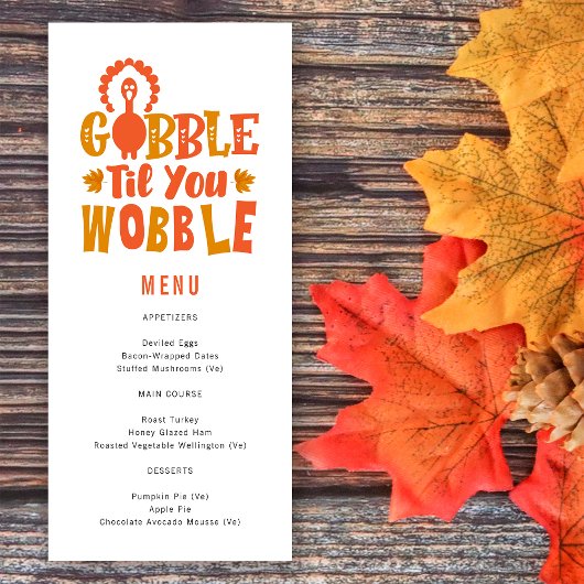 Friendsgiving Dinner Gobble Til You Wobble Menu