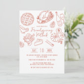 Friendsgiving Dinner Hand Drawn Food Whimsical Kaart (Staand voorkant)