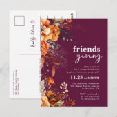 Friendsgiving dinner invitation autumnal floral briefkaart (Voorkant / Achterkant)