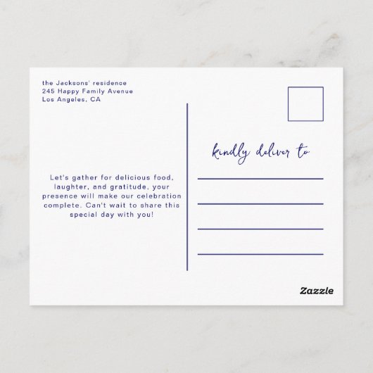 Friendsgiving dinner invitation autumnal floral briefkaart (Achterkant)