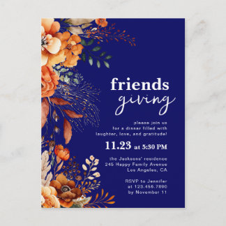 Friendsgiving dinner invitation autumnal floral briefkaart