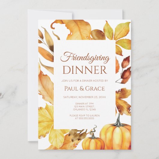 Friendsgiving Dinner Invitation Fall Kaart (Voorkant)