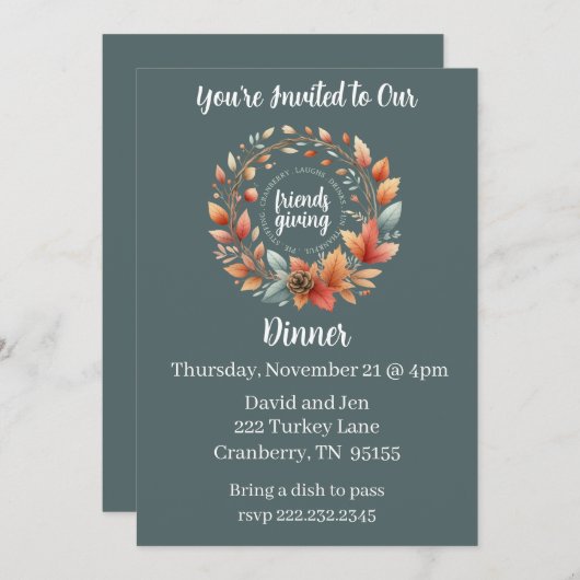 Friendsgiving Dinner Invitation Kaart (Voorkant / Achterkant)