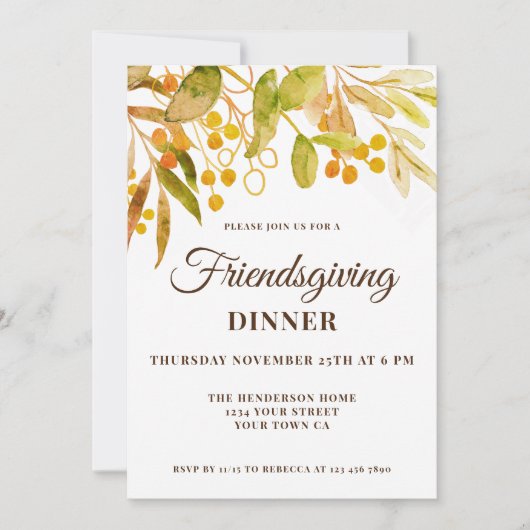 Friendsgiving Dinner Invitation Kaart (Voorkant)