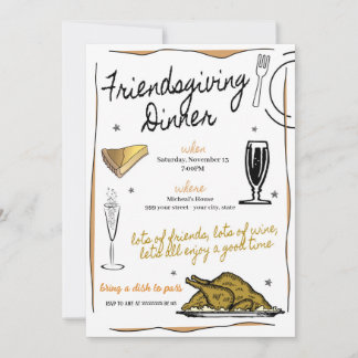 Friendsgiving Dinner Invitation Kaart