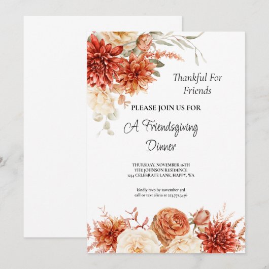 Friendsgiving Dinner Invitation Kaart (Voorkant / Achterkant)