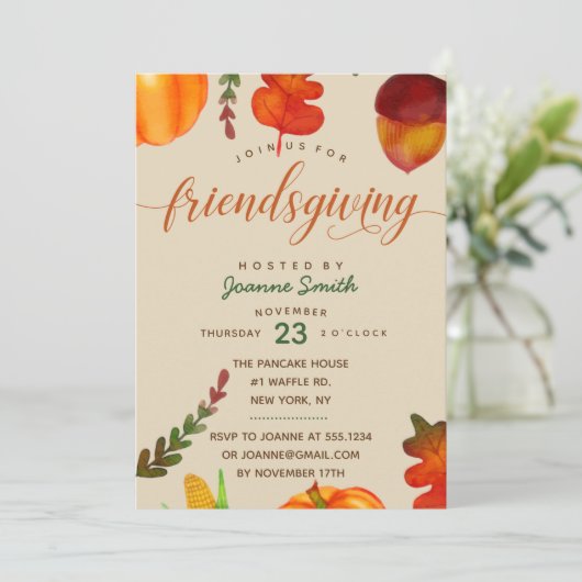 Friendsgiving Dinner Invitation Kaart (Staand voorkant)