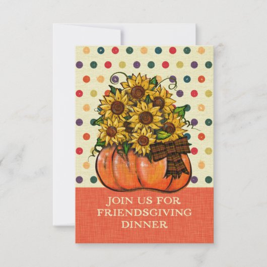 Friendsgiving Dinner Invitation Sunflower Pumpkin (Voorkant)