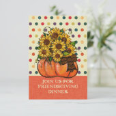 Friendsgiving Dinner Invitation Sunflower Pumpkin (Staand voorkant)