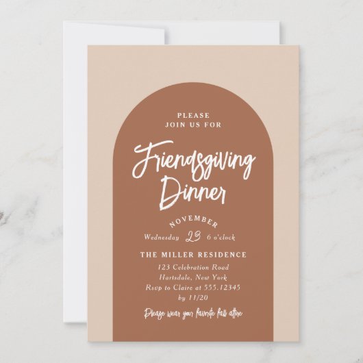 Friendsgiving Dinner Modern Arch | Soort Kaart (Voorkant)