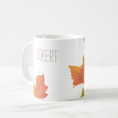 Friendsgiving Dinner Naam Gast Modern Fall Leaves Koffiemok (Voorkant links)