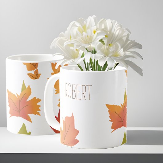 Friendsgiving Dinner Naam Gast Modern Fall Leaves Koffiemok