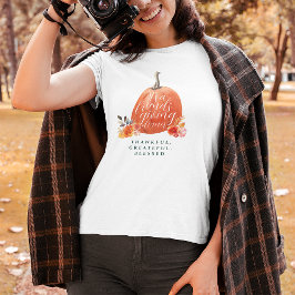 Friendsgiving Dinner Orange Pumpkin Autumn Floral  T-shirt