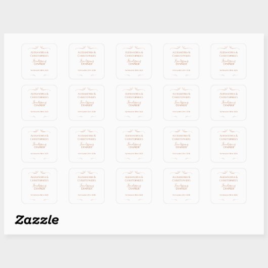 Friendsgiving Dinner Party Chic Minimal Vierkante Sticker (Vel)