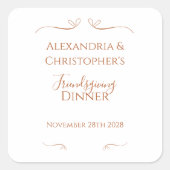 Friendsgiving Dinner Party Chic Minimal Vierkante Sticker (Voorkant)