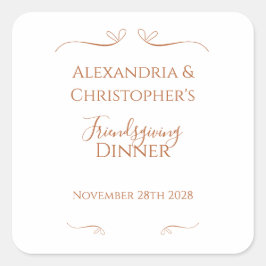 Friendsgiving Dinner Party Chic Minimal  Vierkante Sticker