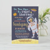 Friendsgiving Dinner Party Funny Astronaut Turkey Kaart (Staand voorkant)