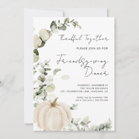 Friendsgiving Dinner Pompoen Thanksgiving Kaart (Voorkant)