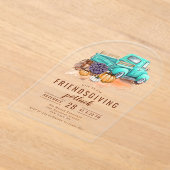 Friendsgiving Dinner Potluck Rustic Boerderij Truc Acryl Uitnodigingen (Laagn)