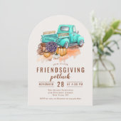 Friendsgiving Dinner Potluck Rustic Boerderij Truc Kaart (Staand voorkant)