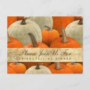 Friendsgiving Dinner Pumpkin Harvest Holiday Uitnodiging Briefkaart