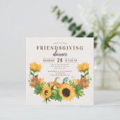 Friendsgiving Dinner Rustic Sunflower Pumpkin Kaart (Staand voorkant)