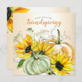 Friendsgiving Dinner Sunflower Floral met pompoene Kaart (Voorkant / Achterkant)