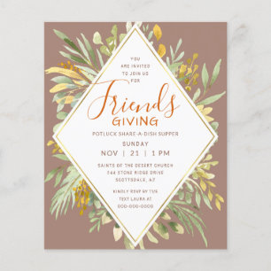 Friendsgiving Elegant Golden Autumn Greenery Flyer