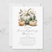 Friendsgiving Elegant Waterverf Diner Kaart (Voorkant)