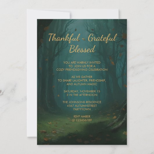 Friendsgiving Enchanted Autumn Fairy Party Kaart (Achterkant)