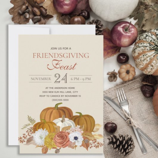 Friendsgiving Feast Dinner Elegant Rustic Kaart