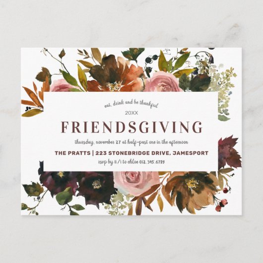 Friendsgiving Feast Thanksgiving Dinner Uitnodiging Briefkaart (Voorkant)