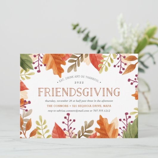 Friendsgiving Feast Thanksgiving Kaart (Staand voorkant)