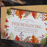 Friendsgiving Feast Thanksgiving Kaart<br><div class="desc">Onze charmante en moderne Thanksgiving-dinenodigt vrienden uit om 'Friendsgiving' met jullie te vieren in stijl. Het ontwerp bevat een rand van geschilderde herfstbladeren,  knoppen en takken van de waterverf,  met uw vrienden die in het midden details geven.</div>