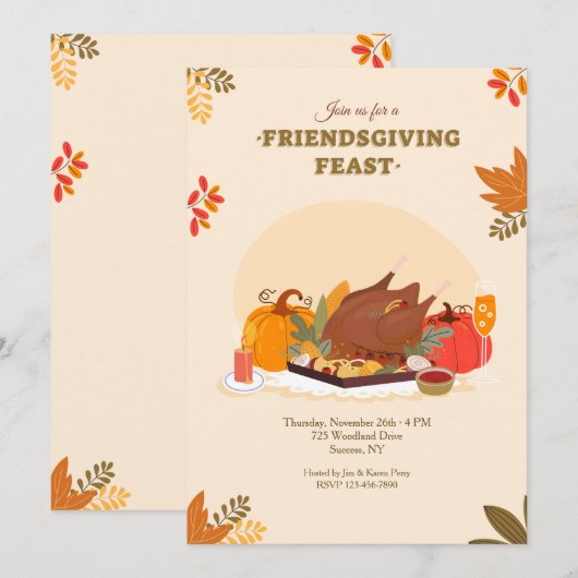 Friendsgiving Feest Kaart (Voorkant / Achterkant)