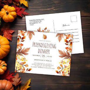Friendsgiving Feest Modern Thanksgiving Diner Uitnodiging Briefkaart