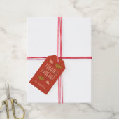 Friendsgiving Feest | Rood & Goud Cadeaulabel (Met Touw)