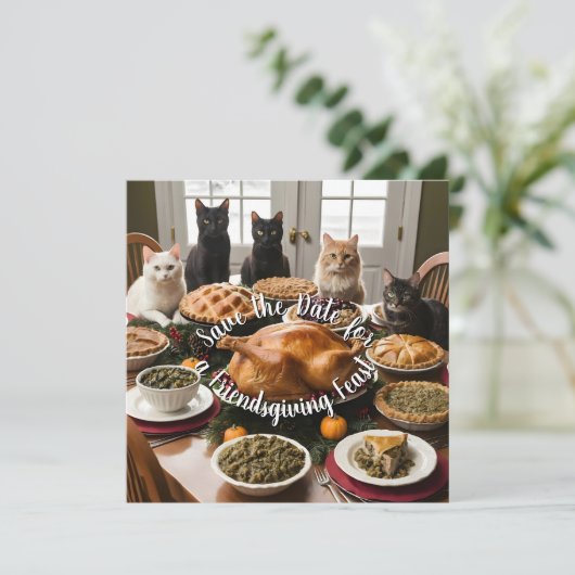 Friendsgiving Feest Save The Date (Staand voorkant)