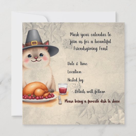 Friendsgiving Feest Save The Date (Achterkant)