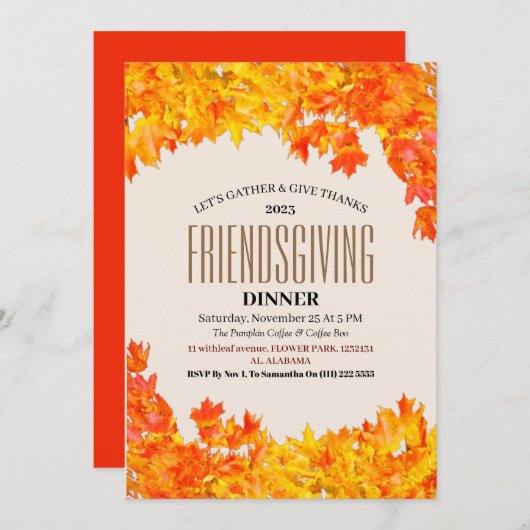 Friendsgiving Feest Thanksgiving Diner Herfst Kaart (Voorkant / Achterkant)