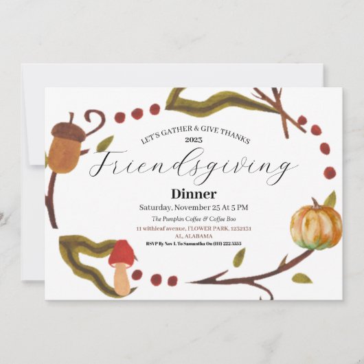 Friendsgiving Feest Thanksgiving Diner Herfst Kaart (Voorkant)